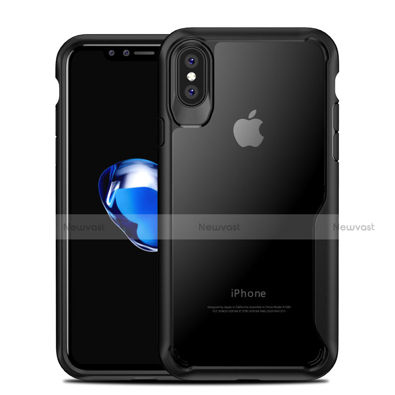 Silicone Transparent Mirror Frame Case 360 Degrees T10 for Apple iPhone X Black