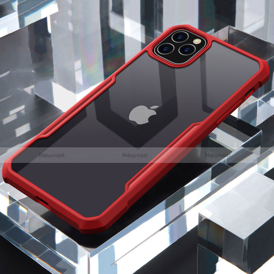 Silicone Transparent Mirror Frame Case Cover for Apple iPhone 11 Pro Max Red