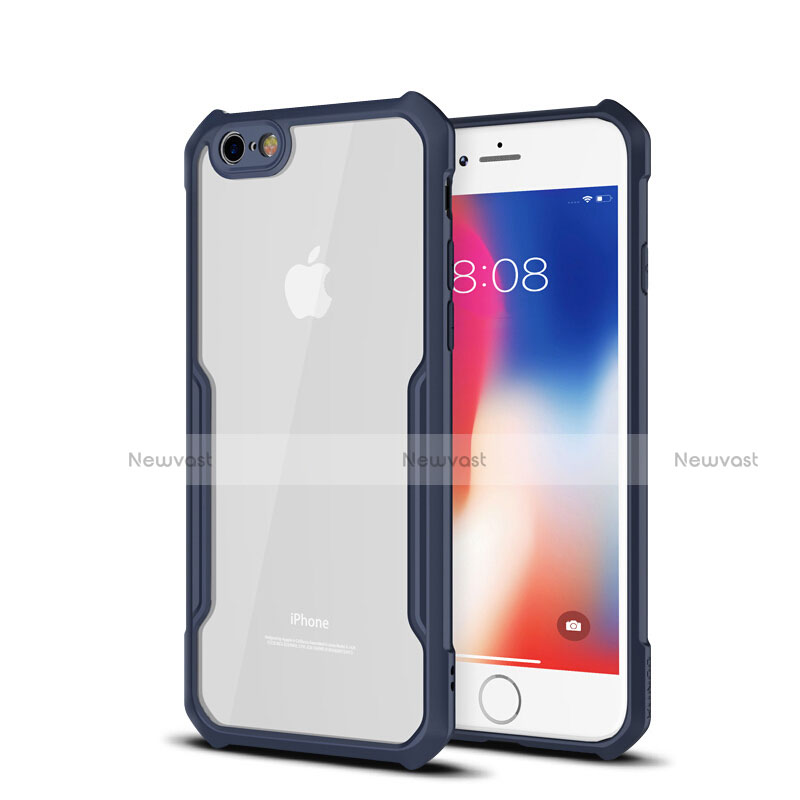 Silicone Transparent Mirror Frame Case Cover for Apple iPhone 6 Plus Blue