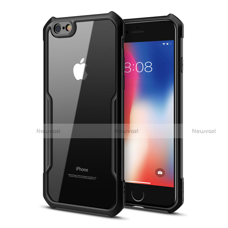 Silicone Transparent Mirror Frame Case Cover for Apple iPhone 6S Black