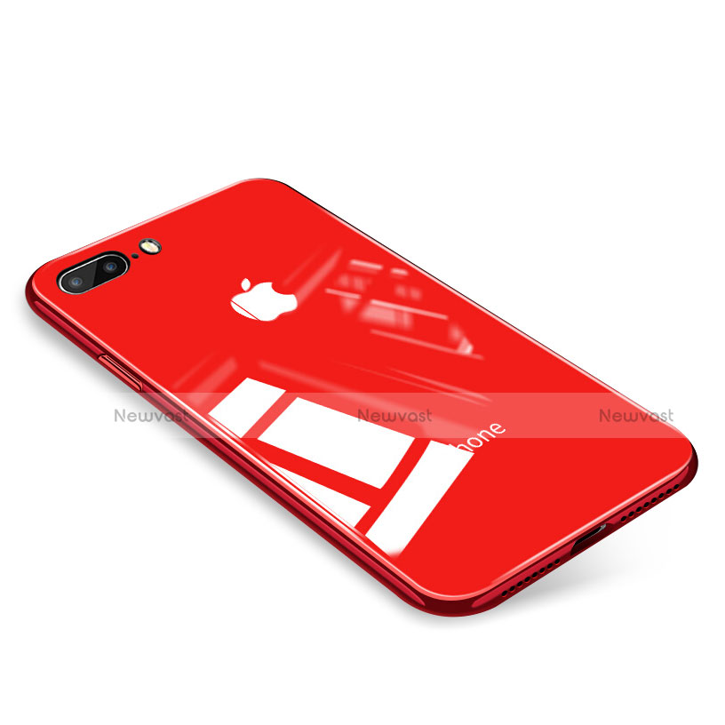 Silicone Transparent Mirror Frame Case Cover for Apple iPhone 7 Plus Red