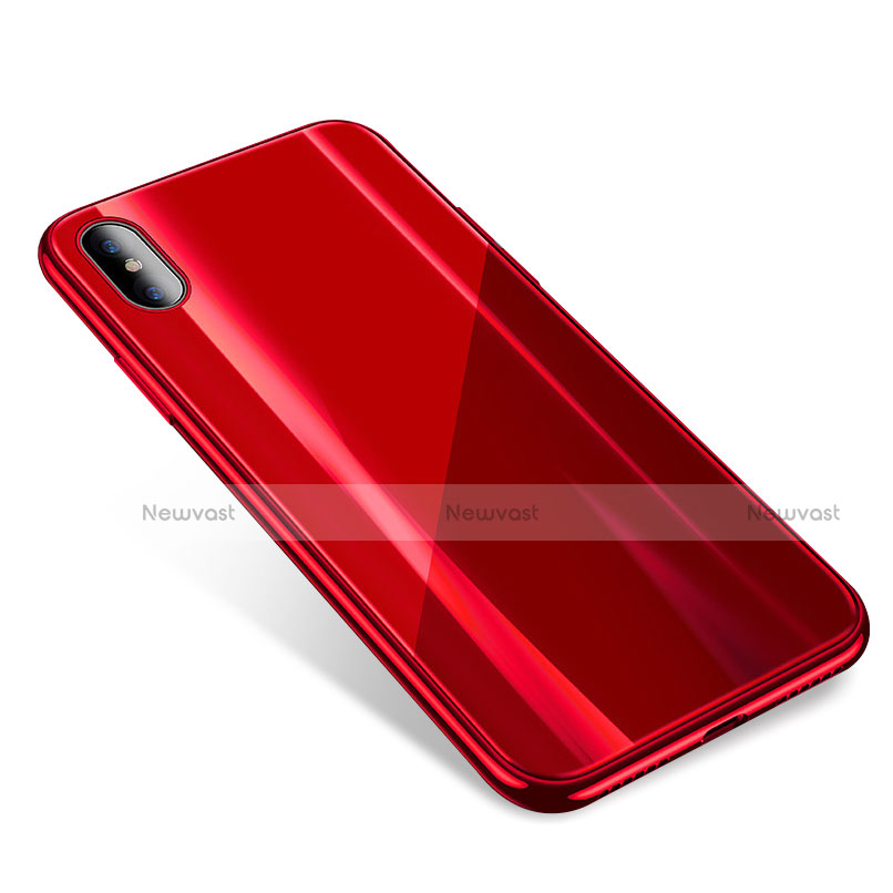 Silicone Transparent Mirror Frame Case Cover for Apple iPhone X Red