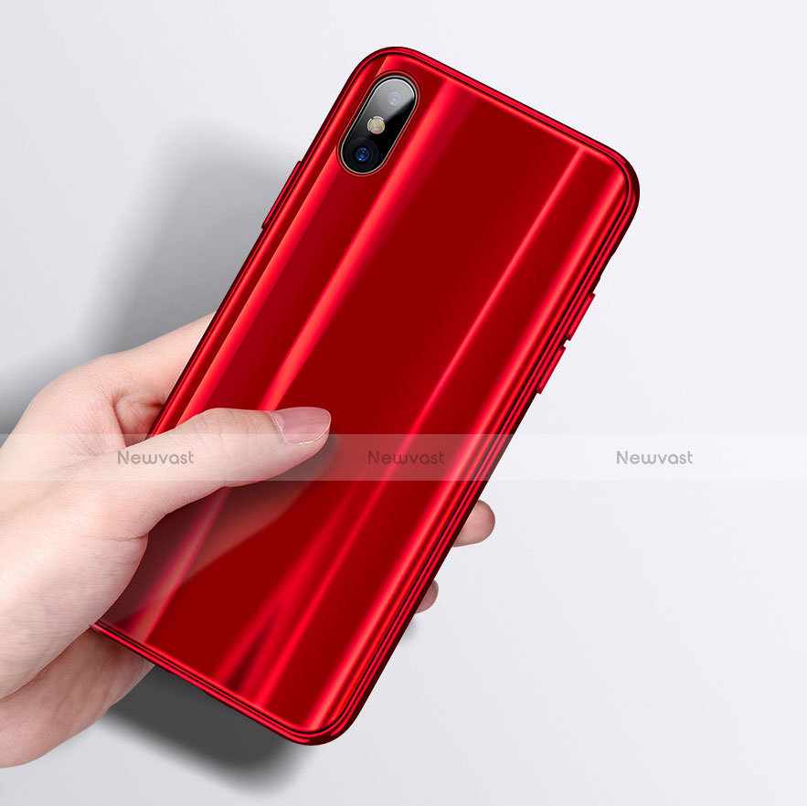 Silicone Transparent Mirror Frame Case Cover for Apple iPhone Xs