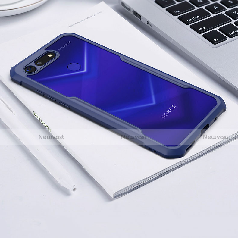 Silicone Transparent Mirror Frame Case Cover for Huawei Honor View 20 Blue