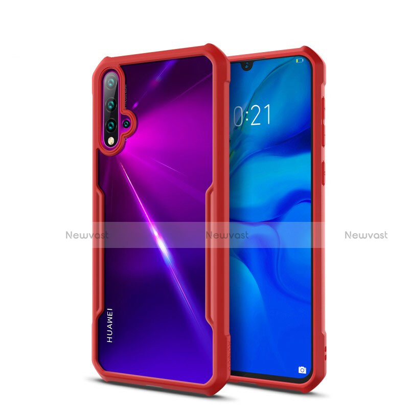 Silicone Transparent Mirror Frame Case Cover for Huawei Nova 5 Pro Red