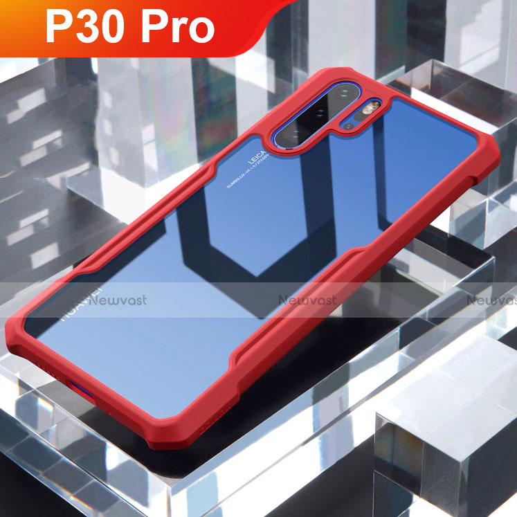 Silicone Transparent Mirror Frame Case Cover for Huawei P30 Pro New Edition Red