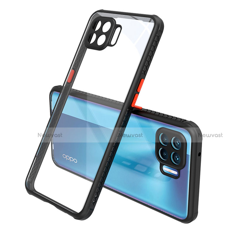 Silicone Transparent Mirror Frame Case Cover for Oppo A93 Black