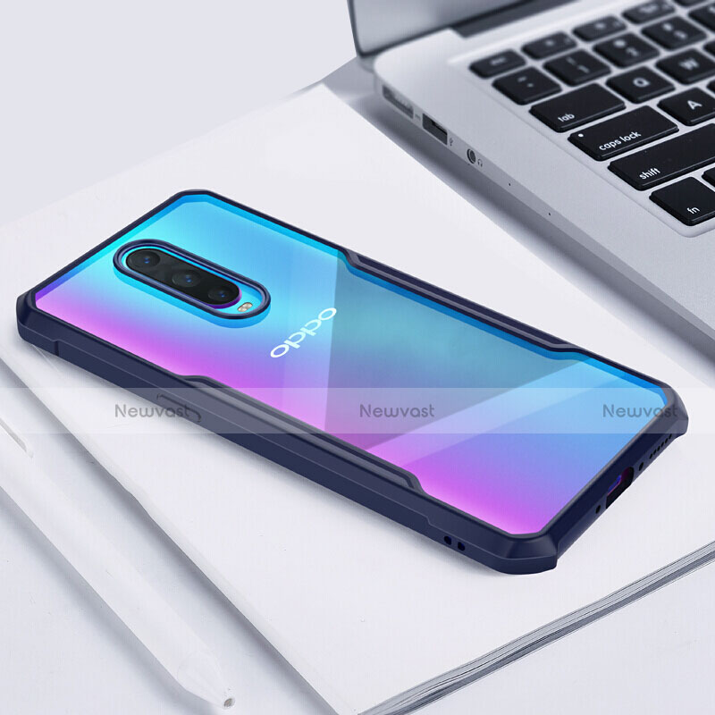 Silicone Transparent Mirror Frame Case Cover for Oppo R17 Pro Blue