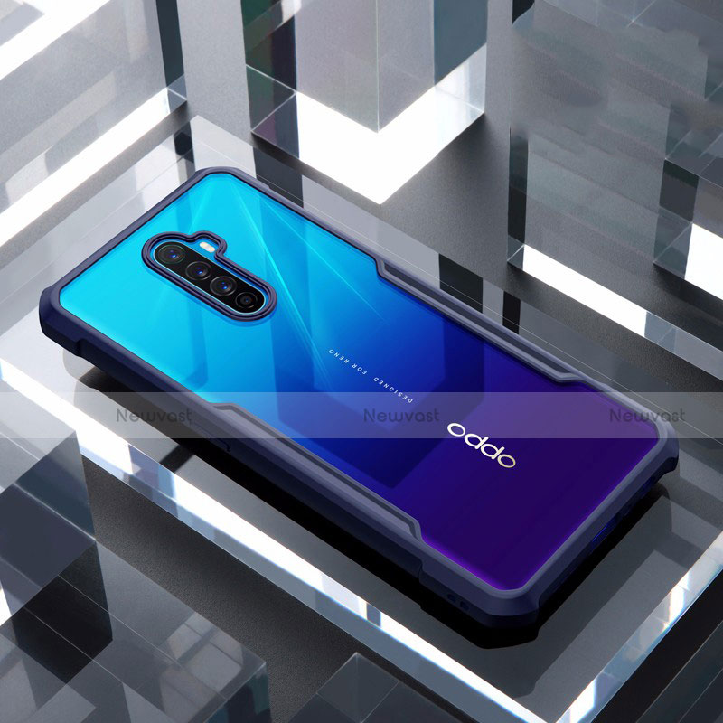Silicone Transparent Mirror Frame Case Cover for Oppo Reno Ace Blue