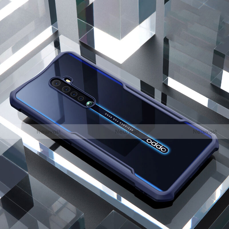 Silicone Transparent Mirror Frame Case Cover for Oppo Reno2 Blue