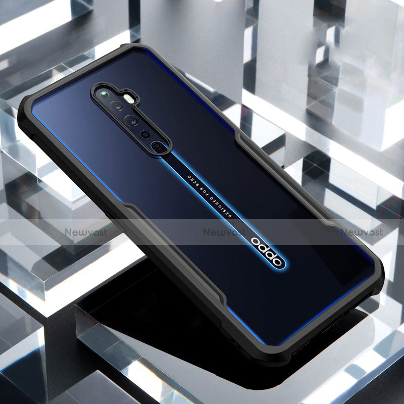 Silicone Transparent Mirror Frame Case Cover for Oppo Reno2 Z Black