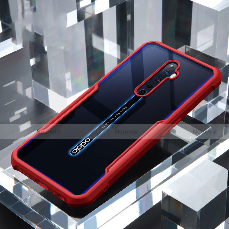 Silicone Transparent Mirror Frame Case Cover for Oppo Reno2 Z Red