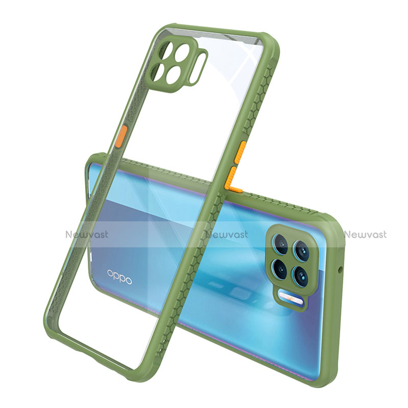 Silicone Transparent Mirror Frame Case Cover for Oppo Reno4 Lite Green