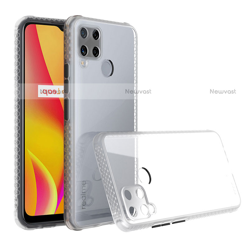 Silicone Transparent Mirror Frame Case Cover for Realme C15 Clear