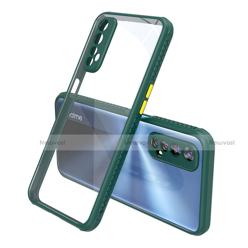 Silicone Transparent Mirror Frame Case Cover for Realme Narzo 20 Pro Midnight Green