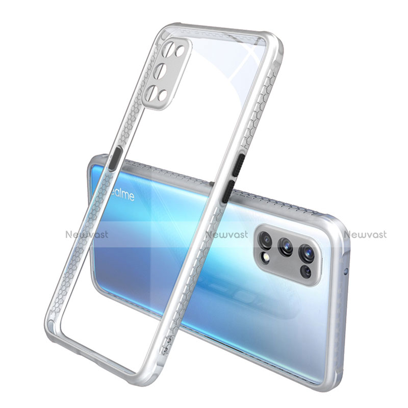 Silicone Transparent Mirror Frame Case Cover for Realme Q2 Pro 5G Silver