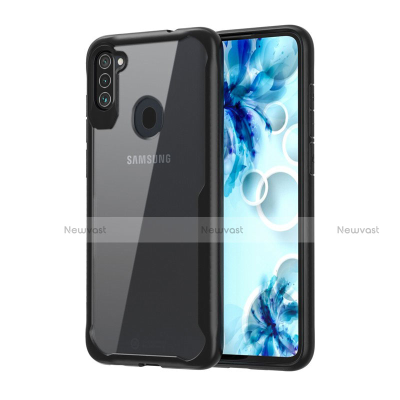 Silicone Transparent Mirror Frame Case Cover for Samsung Galaxy A11 Black