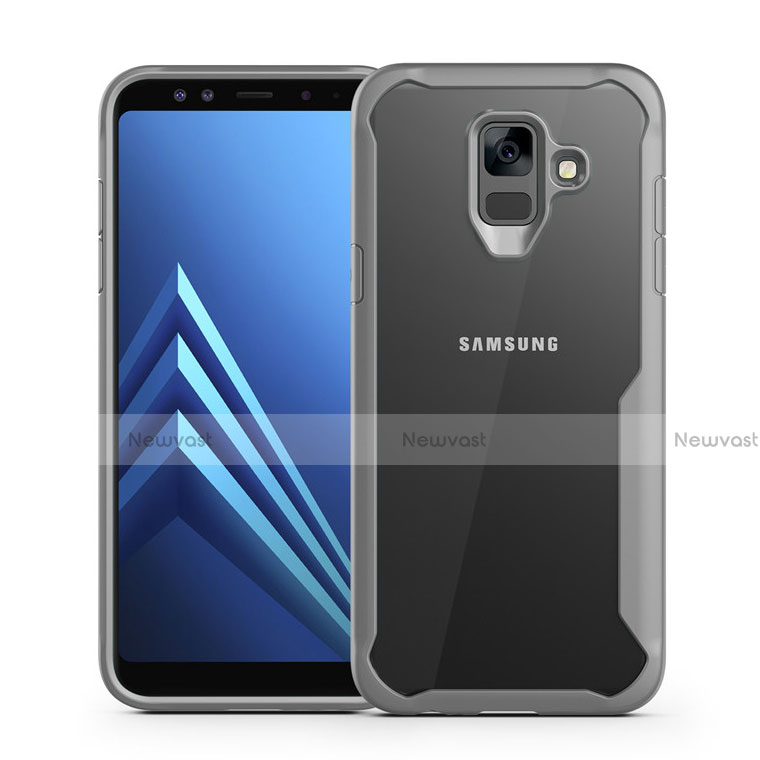 Silicone Transparent Mirror Frame Case Cover for Samsung Galaxy A6 (2018) Dual SIM Gray