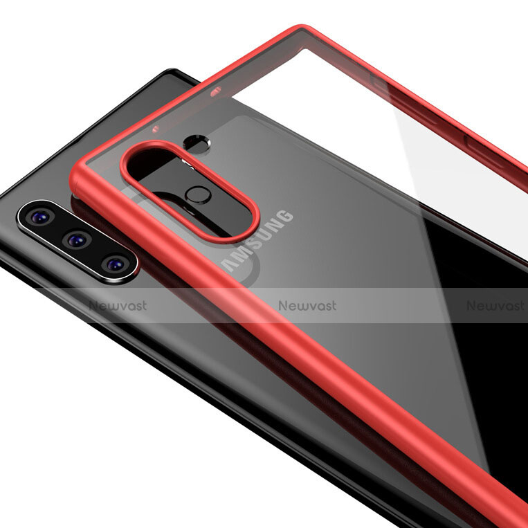 Silicone Transparent Mirror Frame Case Cover for Samsung Galaxy Note 10 Red