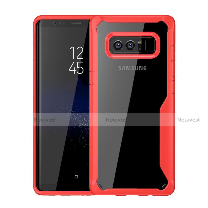 Silicone Transparent Mirror Frame Case Cover for Samsung Galaxy Note 8 Red