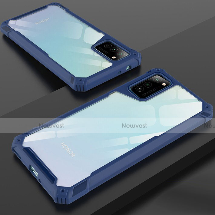 Silicone Transparent Mirror Frame Case Cover H01 for Huawei Honor V30 5G Blue