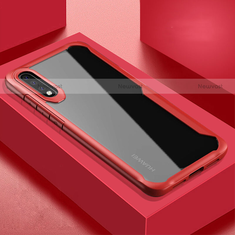 Silicone Transparent Mirror Frame Case Cover H01 for Huawei P20 Pro Red