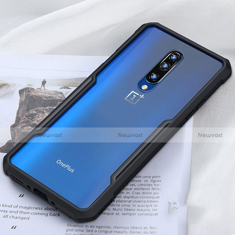 Silicone Transparent Mirror Frame Case Cover H01 for OnePlus 7T Pro Black