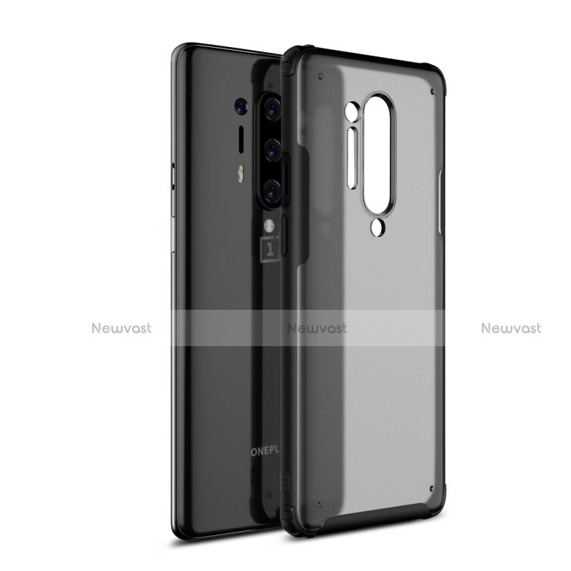 Silicone Transparent Mirror Frame Case Cover H01 for OnePlus 8 Pro Black