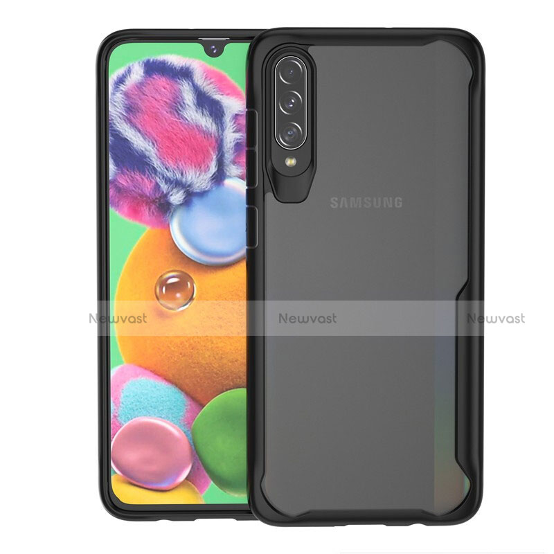 Silicone Transparent Mirror Frame Case Cover H01 for Samsung Galaxy A70 Black