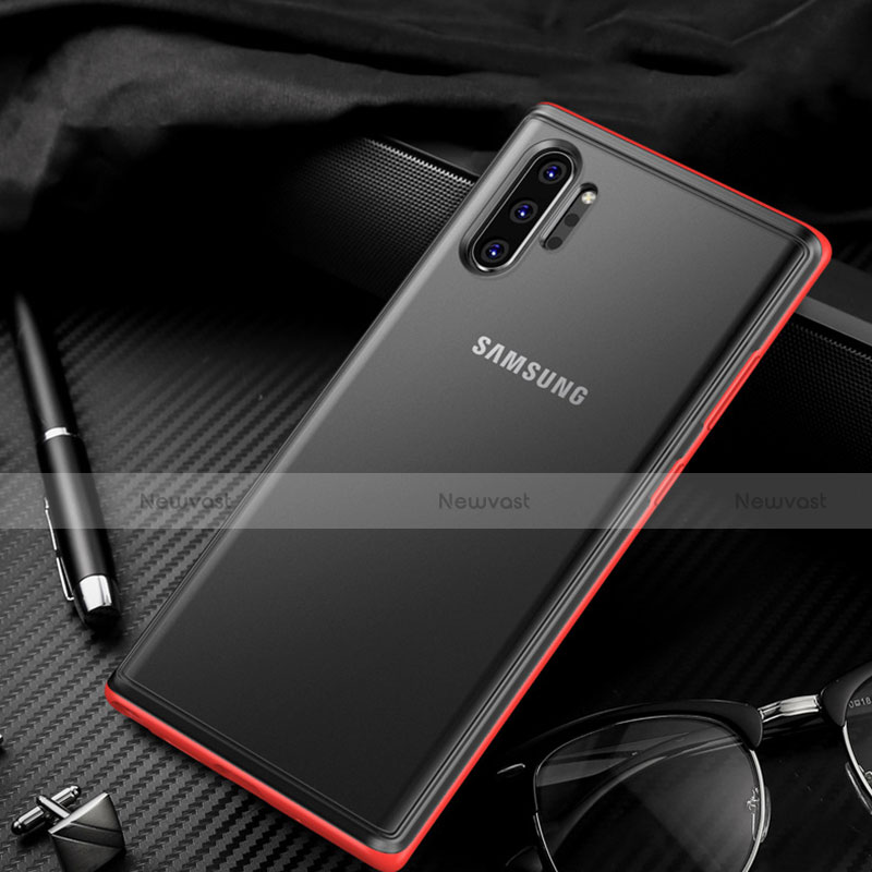 Silicone Transparent Mirror Frame Case Cover H01 for Samsung Galaxy Note 10 Plus 5G Red