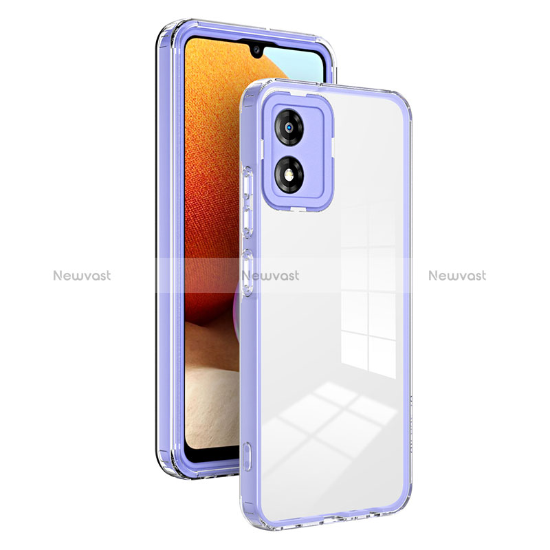 Silicone Transparent Mirror Frame Case Cover H01P for Motorola Moto E13