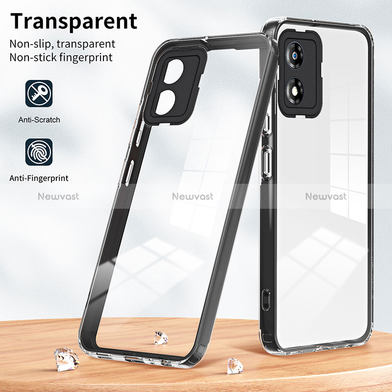 Silicone Transparent Mirror Frame Case Cover H01P for Motorola Moto E13