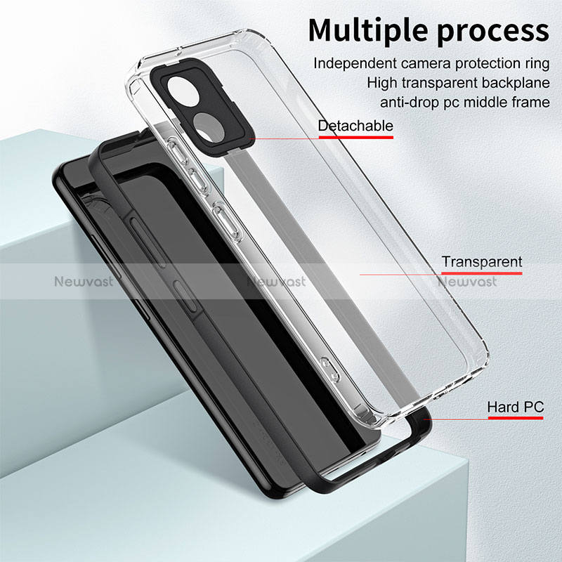 Silicone Transparent Mirror Frame Case Cover H01P for Motorola Moto E13