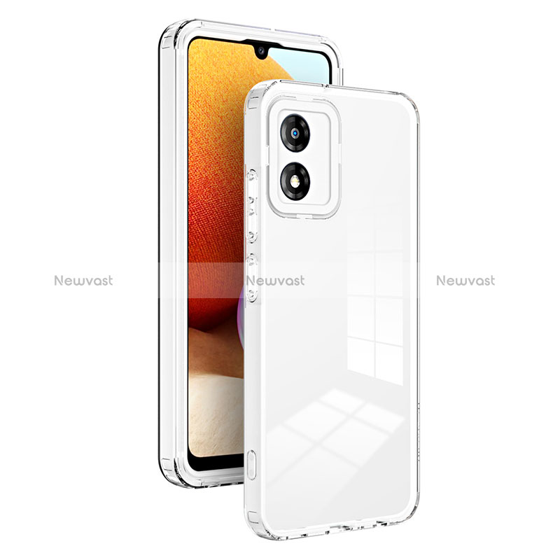 Silicone Transparent Mirror Frame Case Cover H01P for Motorola Moto E13 White