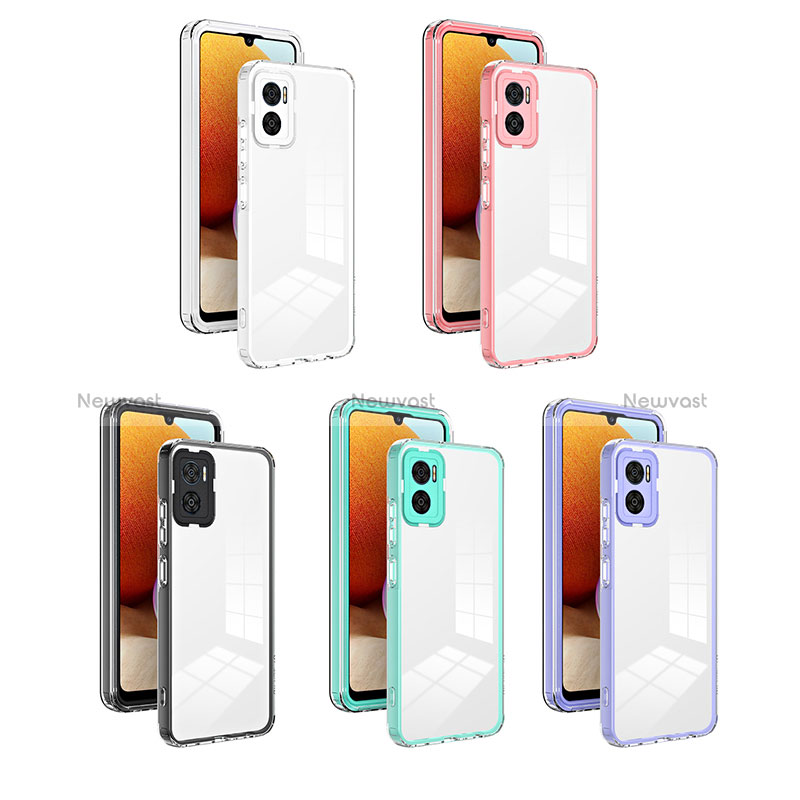 Silicone Transparent Mirror Frame Case Cover H01P for Motorola Moto E22