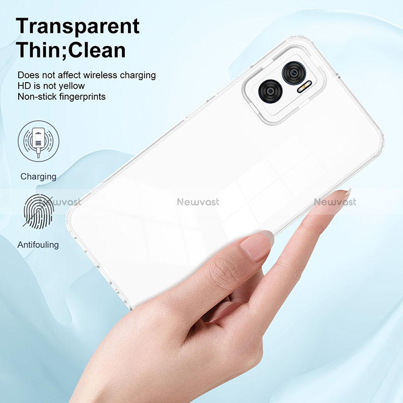 Silicone Transparent Mirror Frame Case Cover H01P for Motorola Moto E22