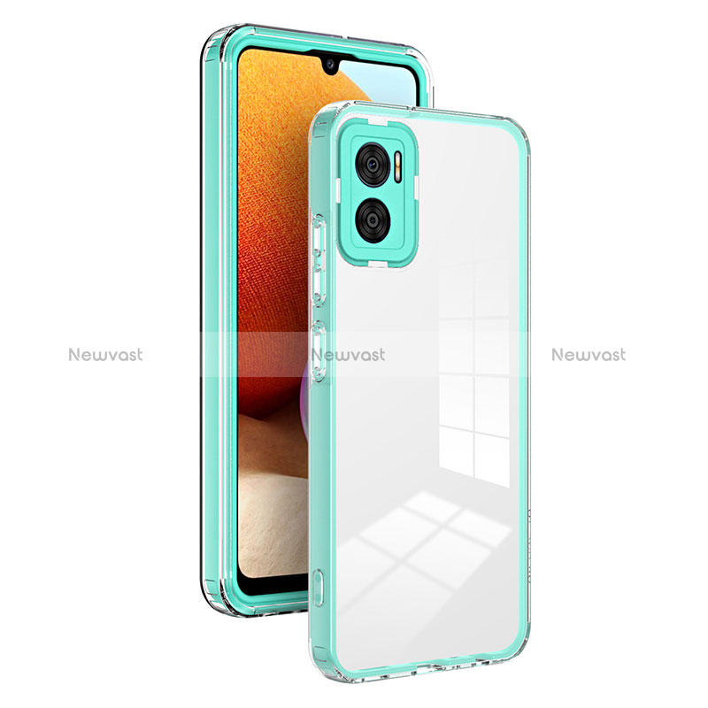 Silicone Transparent Mirror Frame Case Cover H01P for Motorola Moto E22 Green