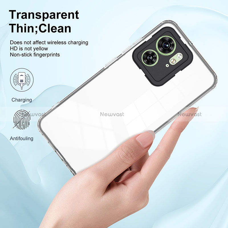 Silicone Transparent Mirror Frame Case Cover H01P for Motorola Moto Edge (2023) 5G