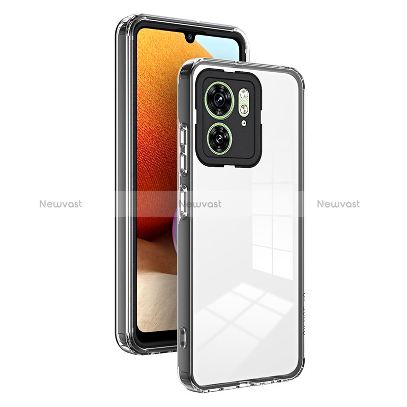 Silicone Transparent Mirror Frame Case Cover H01P for Motorola Moto Edge 40 5G Black