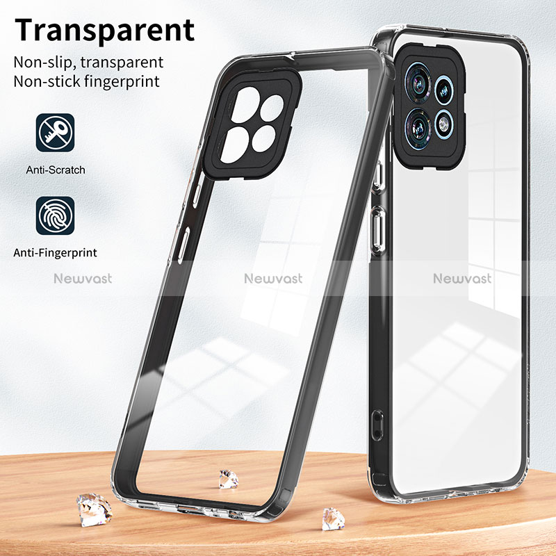 Silicone Transparent Mirror Frame Case Cover H01P for Motorola Moto Edge 40 Pro 5G