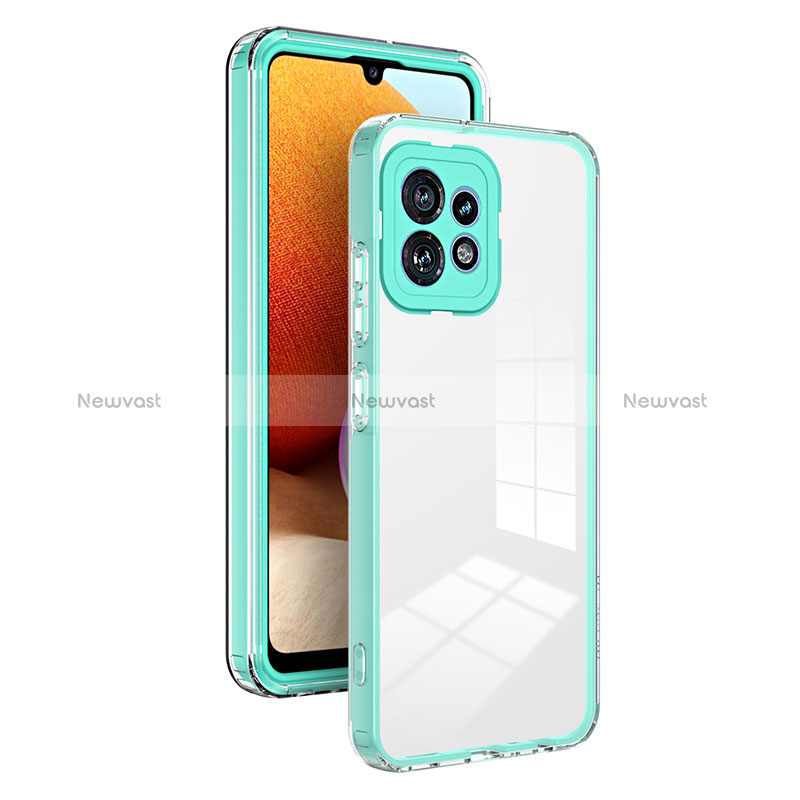 Silicone Transparent Mirror Frame Case Cover H01P for Motorola Moto Edge 40 Pro 5G Green