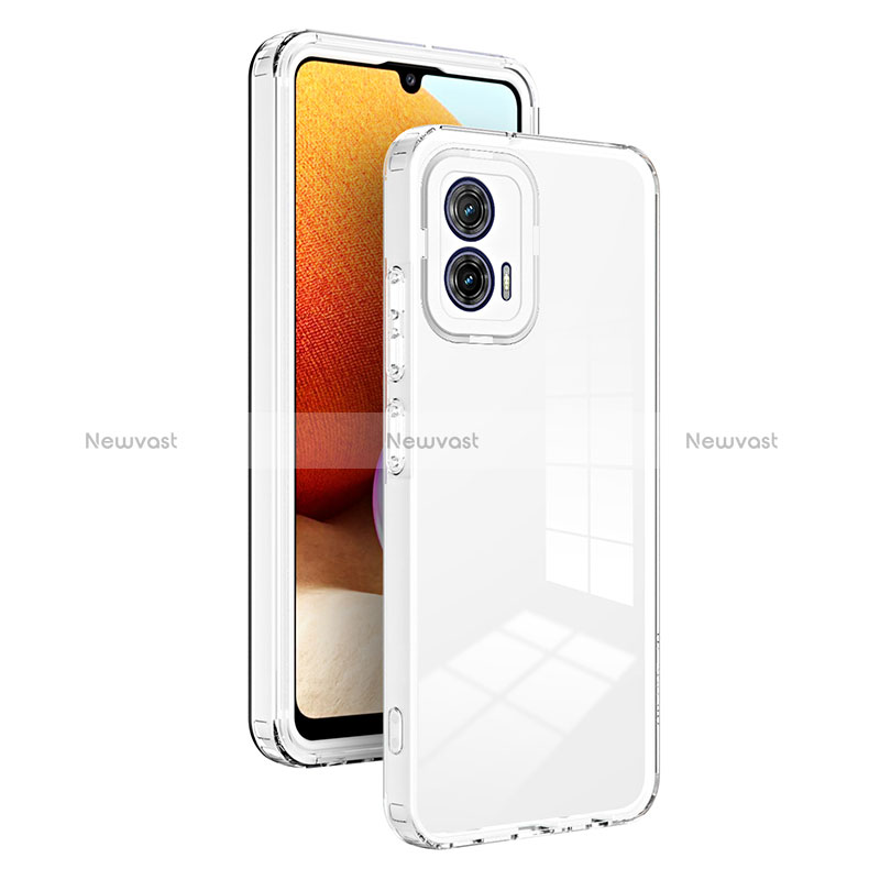 Silicone Transparent Mirror Frame Case Cover H01P for Motorola Moto G53 5G White
