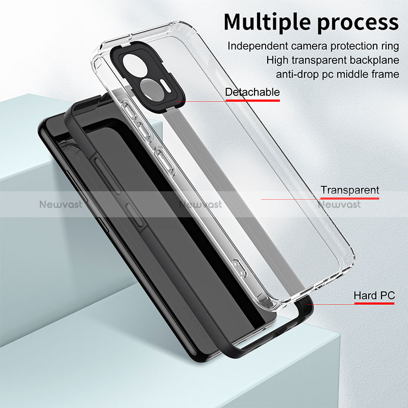 Silicone Transparent Mirror Frame Case Cover H01P for Motorola Moto G53j 5G