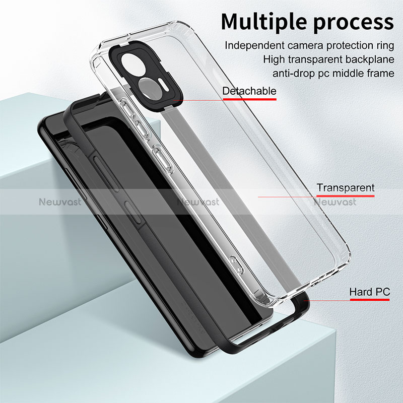 Silicone Transparent Mirror Frame Case Cover H01P for Motorola Moto G53y 5G