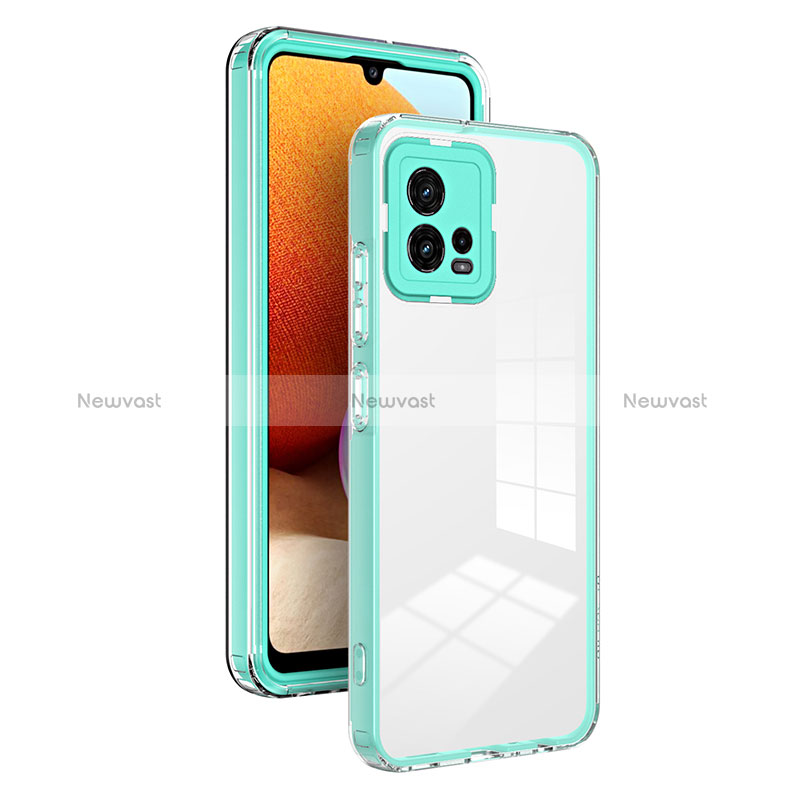 Silicone Transparent Mirror Frame Case Cover H01P for Motorola Moto G72