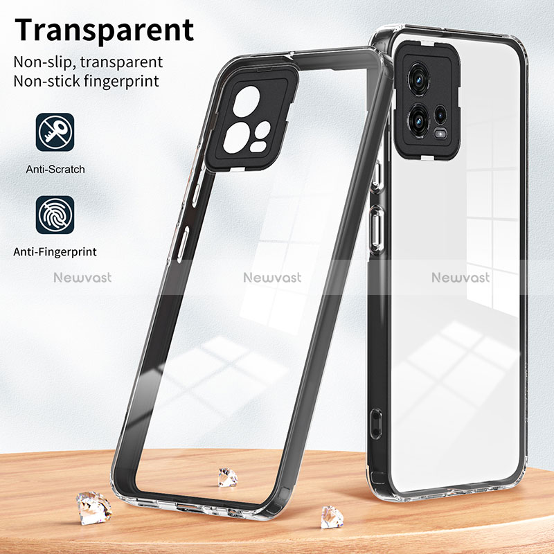 Silicone Transparent Mirror Frame Case Cover H01P for Motorola Moto G72