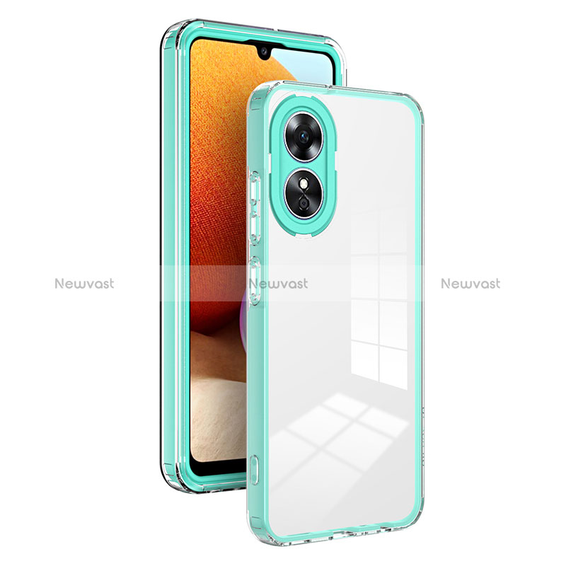 Silicone Transparent Mirror Frame Case Cover H01P for Oppo A17