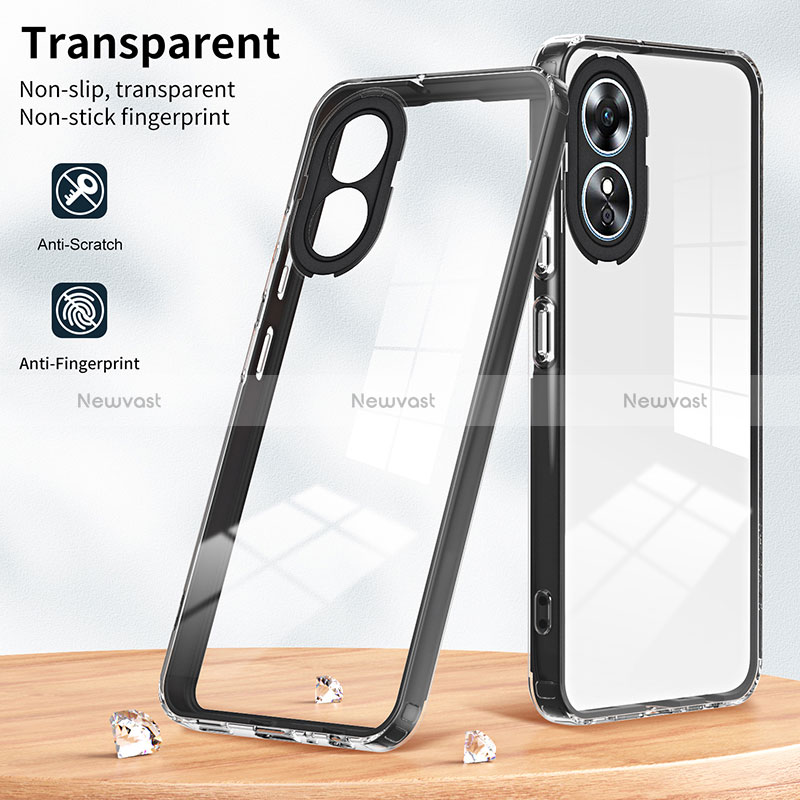 Silicone Transparent Mirror Frame Case Cover H01P for Oppo A17