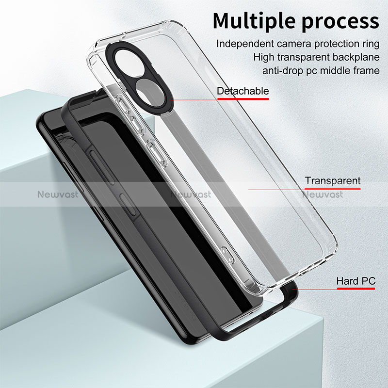 Silicone Transparent Mirror Frame Case Cover H01P for Oppo A17