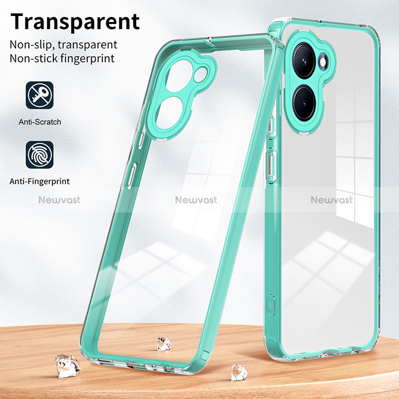 Silicone Transparent Mirror Frame Case Cover H01P for Realme C33 (2023)